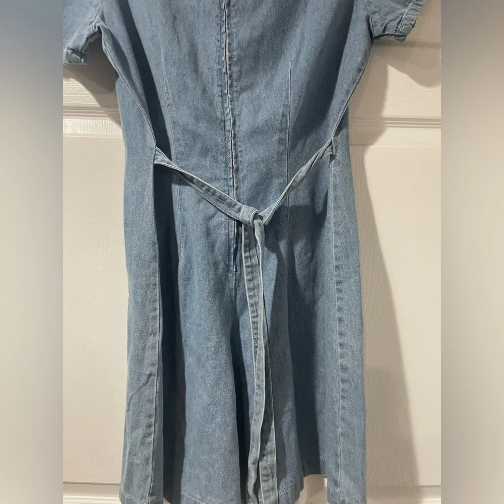 Vintage Studio Ease Brand Sz-6 Denim Shortsleeve Romper - Picture 5 of 7